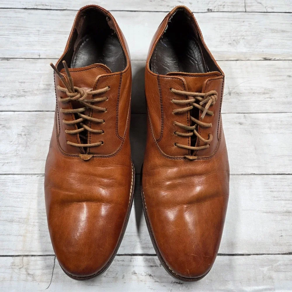 Cole Haan Oxford Men 9.5M Tan Leather Dress Shoes C10244 Lace Up Business Formal